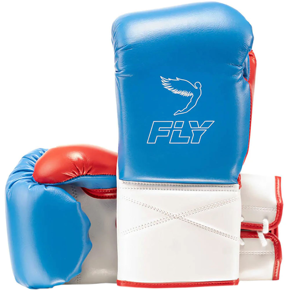 Fly Boxhandschuhe Superlace X mit Schnürung, Blau-Weiß-Rot