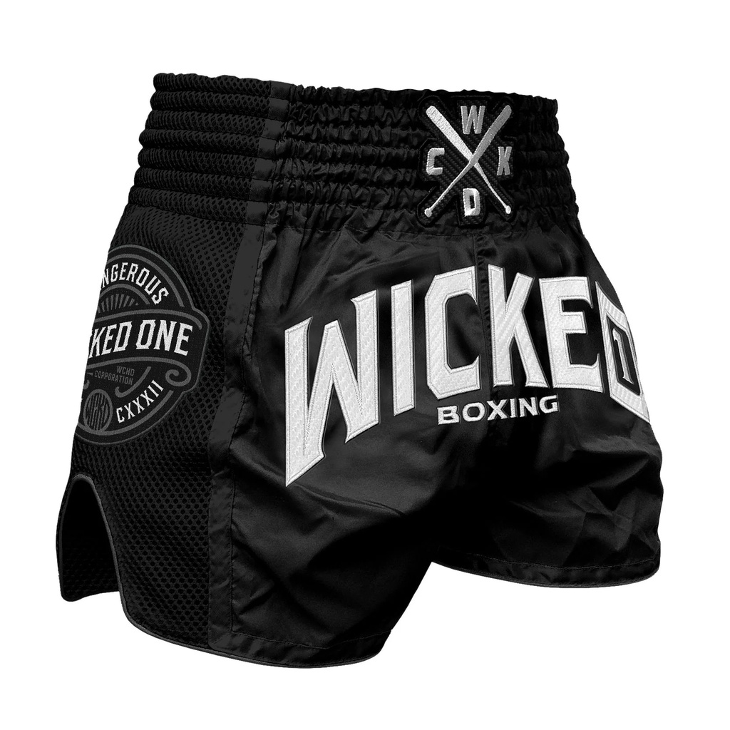 SALE 403 Wicked One Muay Thai Shorts Block, Schwarz