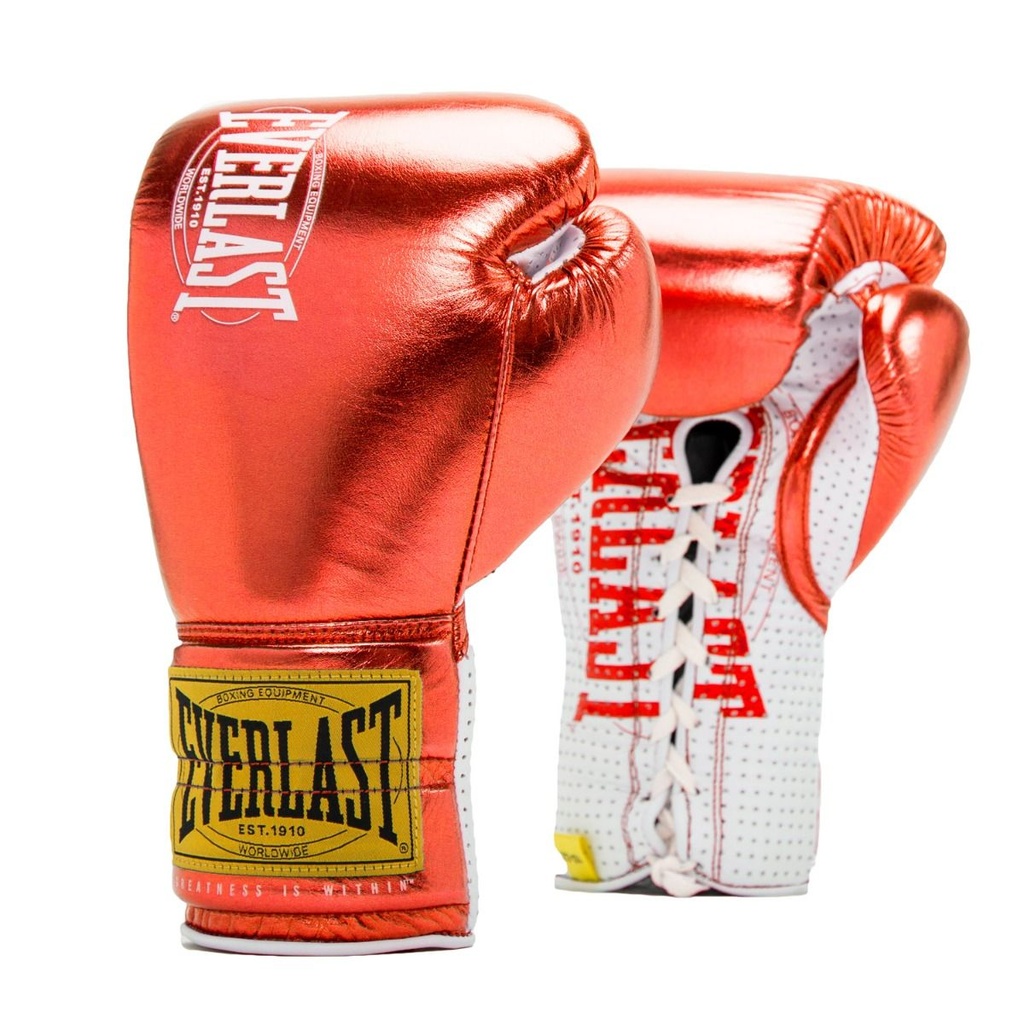 Everlast Boxing Gloves 1910 Pro Fight Laces, Red