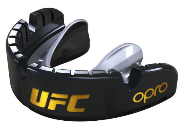 Opro x UFC Mundschutz Gold für Zahnspangen, Schwarz-Silber