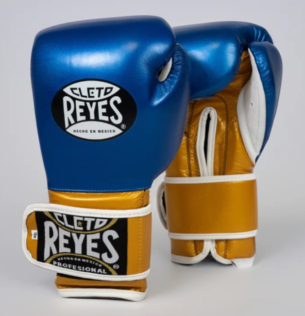 Cleto Reyes Boxing Gloves Training Velcro, Blue-Gold