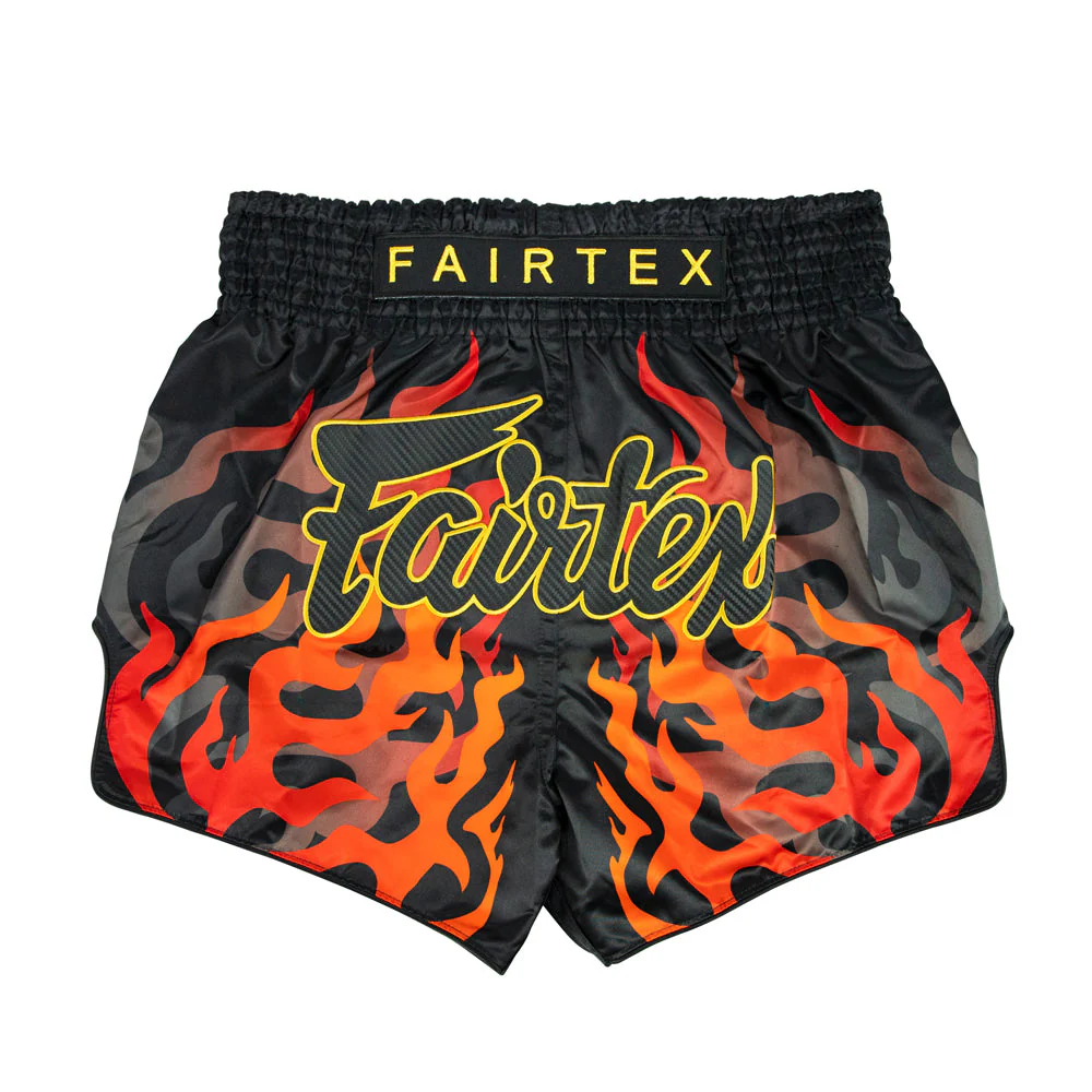 Fairtex Muay Thai Shorts BS1921 Volcano, Schwarz-Rot
