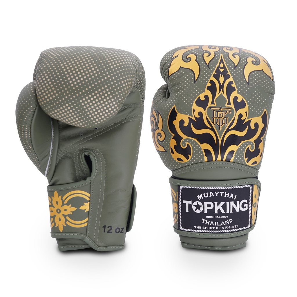 Top King Boxhandschuhe Kanok, Khaki-Gold