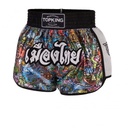 Top King Muay Thai Shorts TKTBS-224-WH Thai Culture, Weiß-Mehrfarbig
