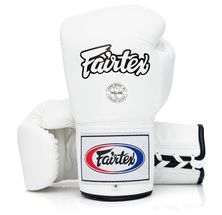 Fairtex Boxhandschuhe Pro Fight BGL6 10oz mit Schnürung, Weiß