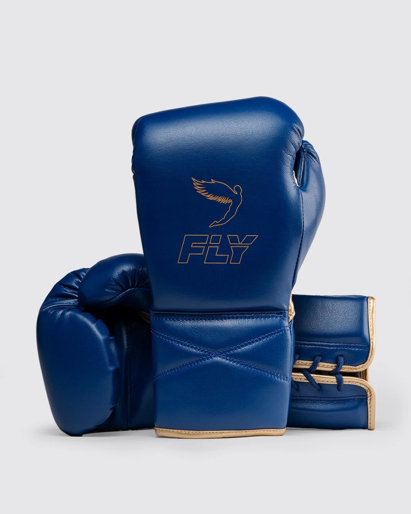 Fly Boxing Gloves Superlace X with Laces, Navy Blue-Gold