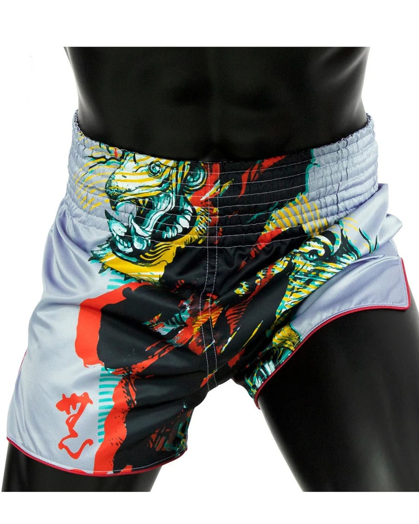 Fairtex Muay Thai Shorts BS1909 Satoru, Silber-Schwarz-Rot