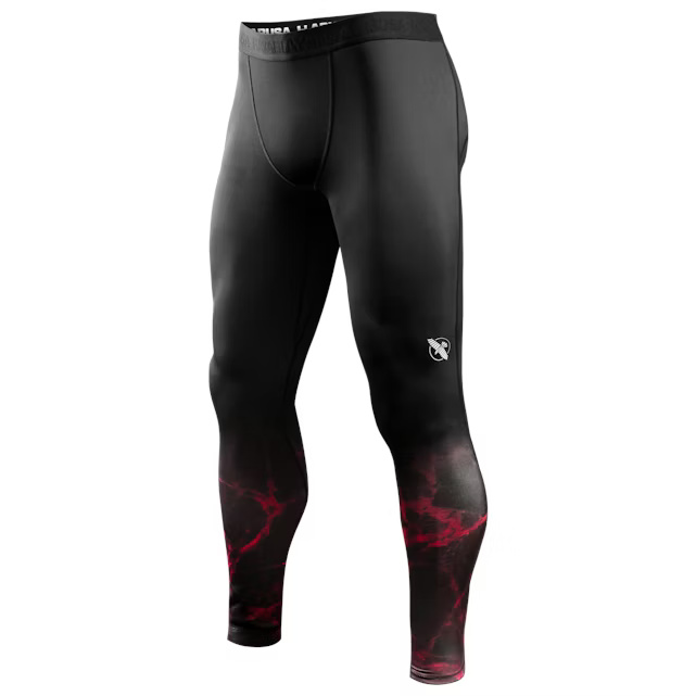Hayabusa UFC Compression Pants BJJ, Schwarz-Rot