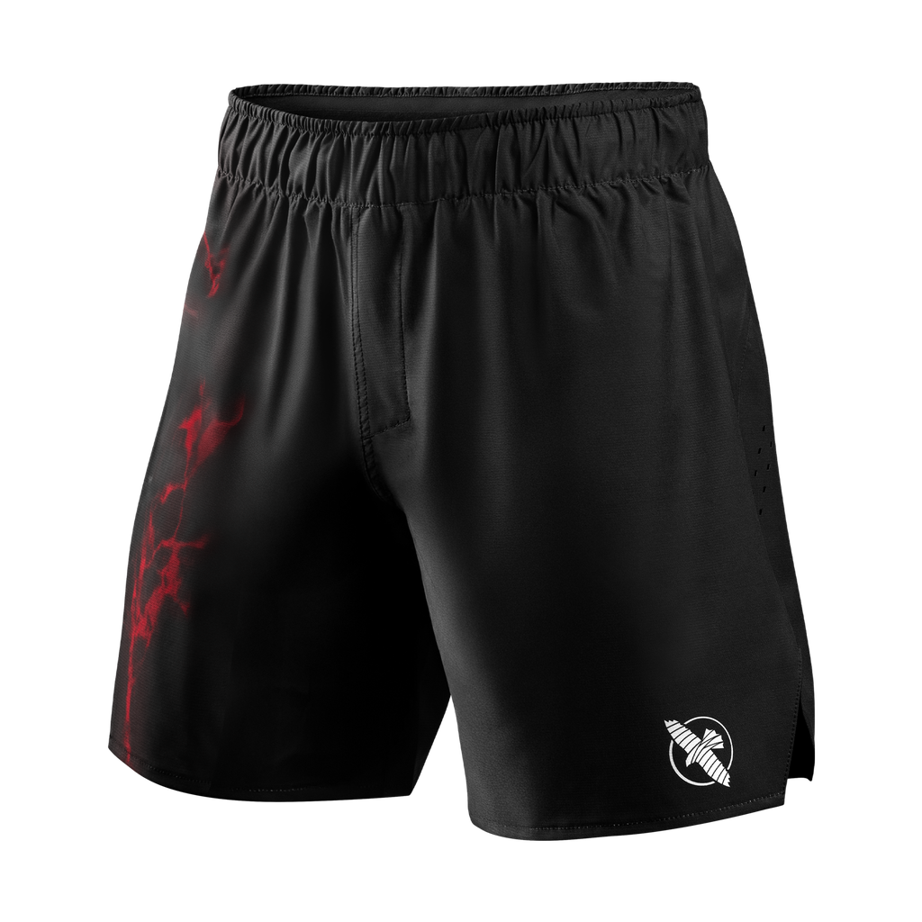 Hayabusa UFC Fight Shorts, Black-Red