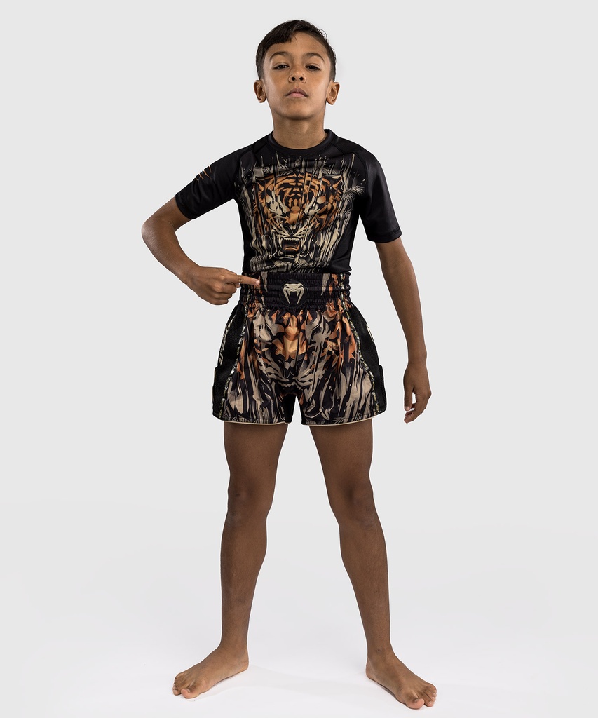 Venum Muay Thai Shorts Tiger Kids, Schwarz-Orange