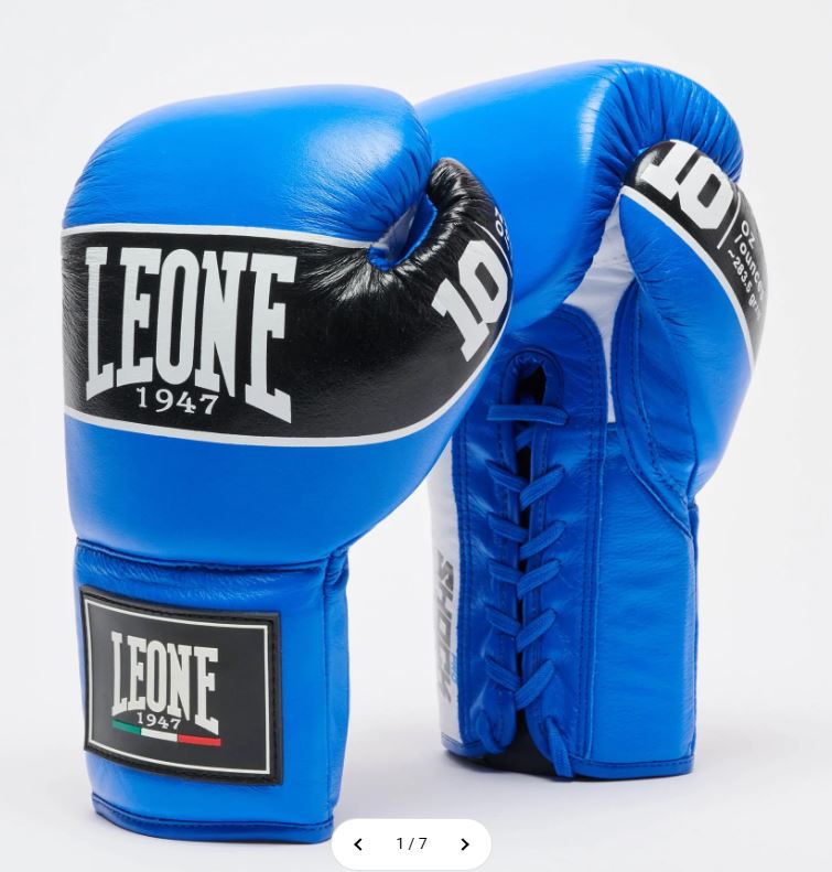 Leone Boxhandschuhe Shock Pro mit Schnürung, Blau