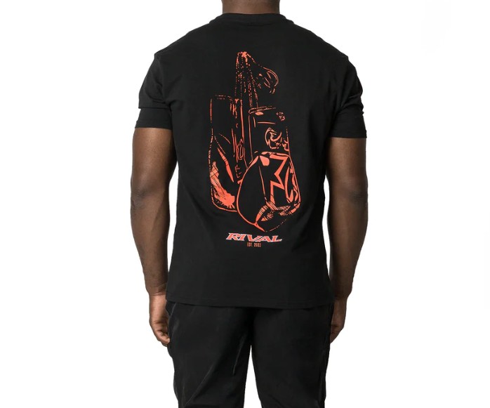 Rival T-Shirt Faded Gloves mit Spandex, Schwarz