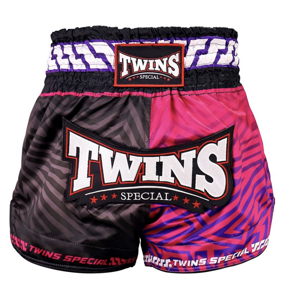 Twins Muay Thai Shorts Comic, White-Black