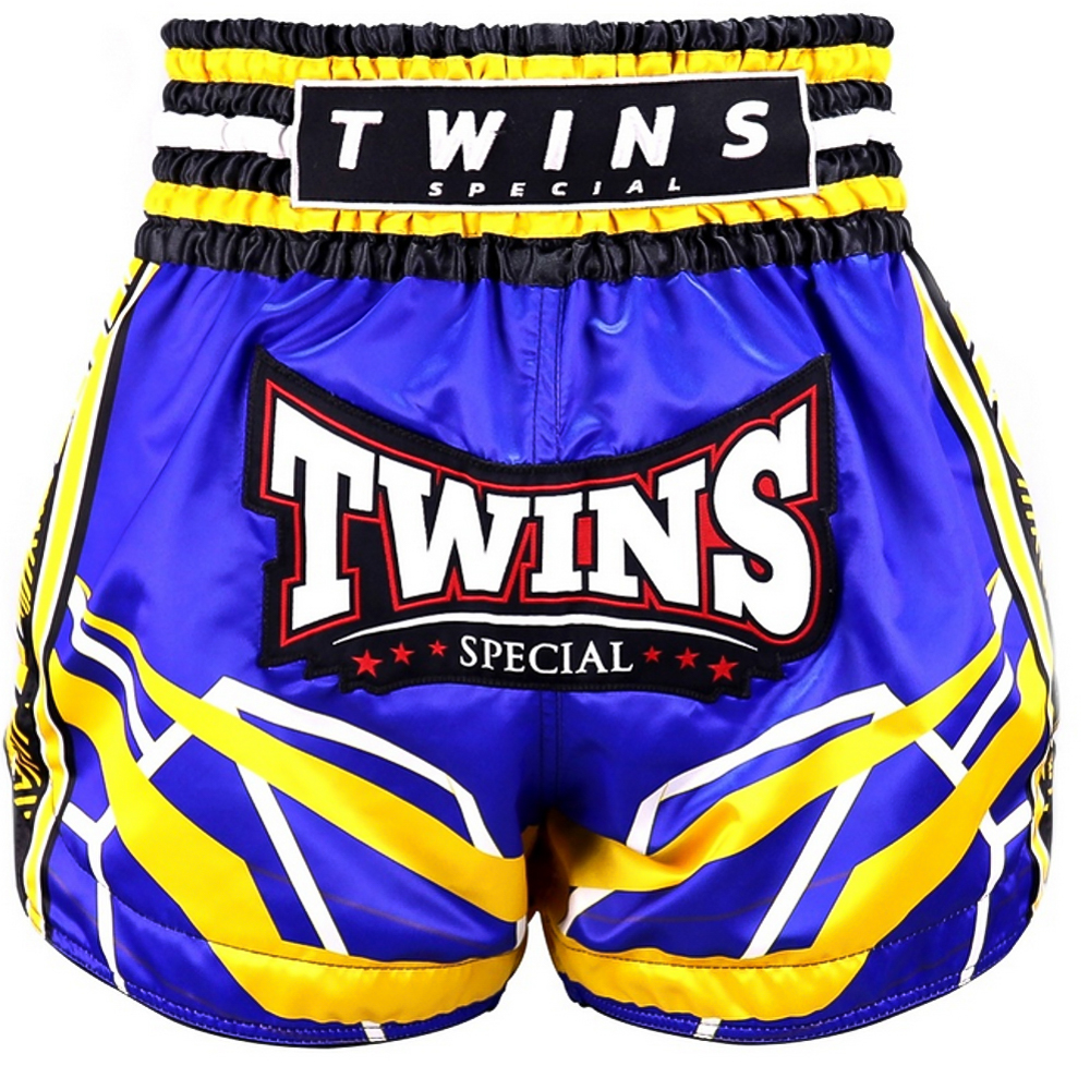 Twins Muay Thai Shorts Racing, Blau-Gelb