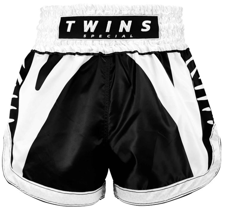 Twins Muay Thai Shorts Spine, Schwarz-Weiß