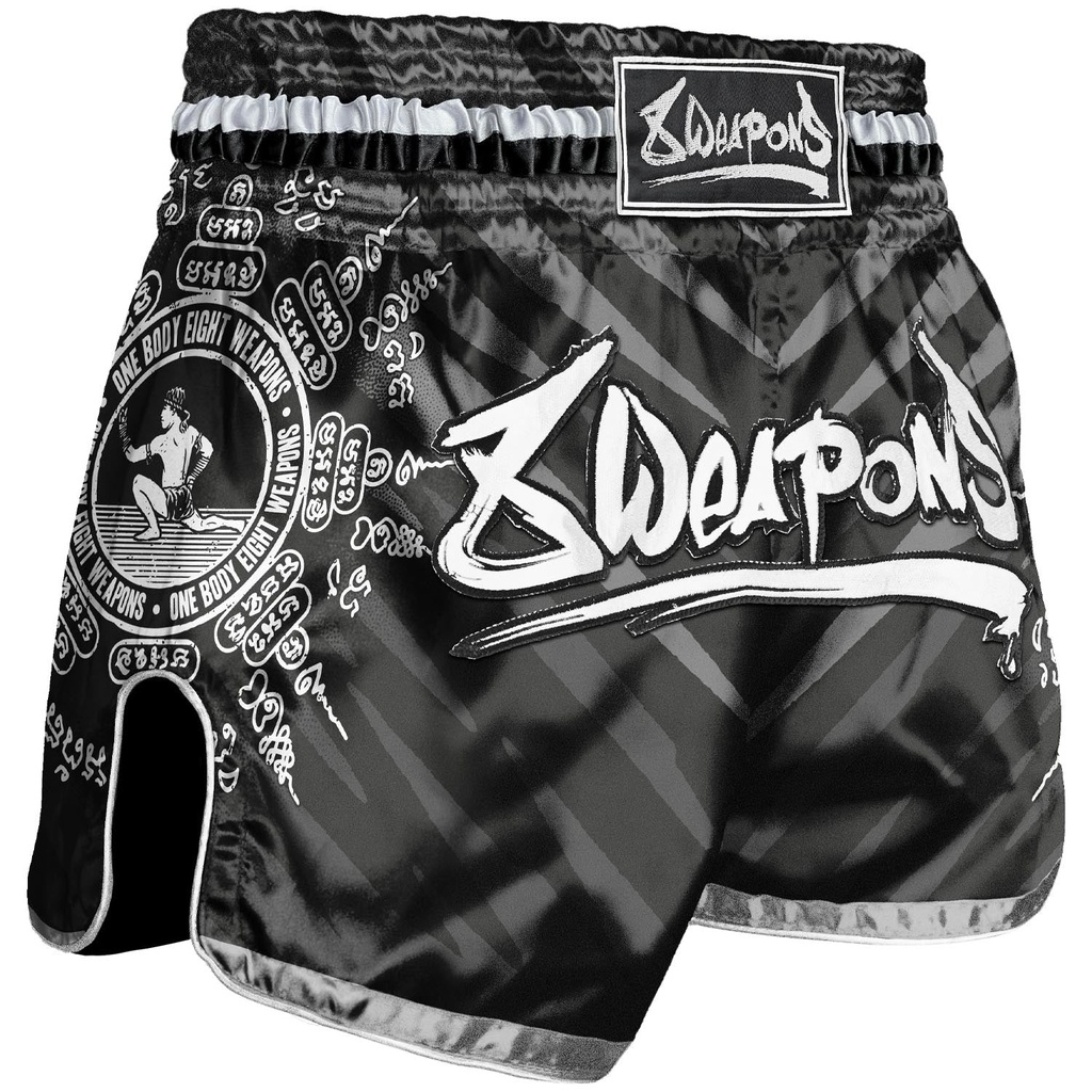 8Weapons Muay Thai Shorts 8 Ways Yant, Schwarz