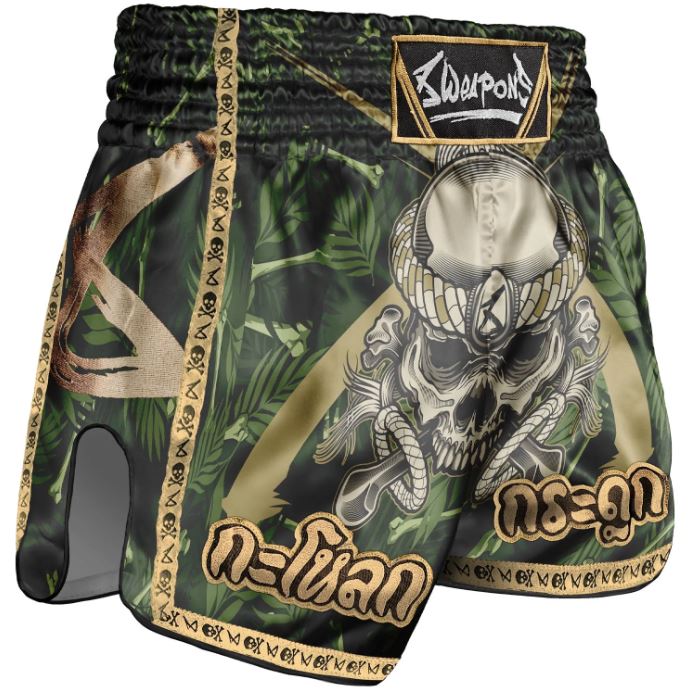 8Weapons Muay Thai Shorts Bone Island, Olivgrün