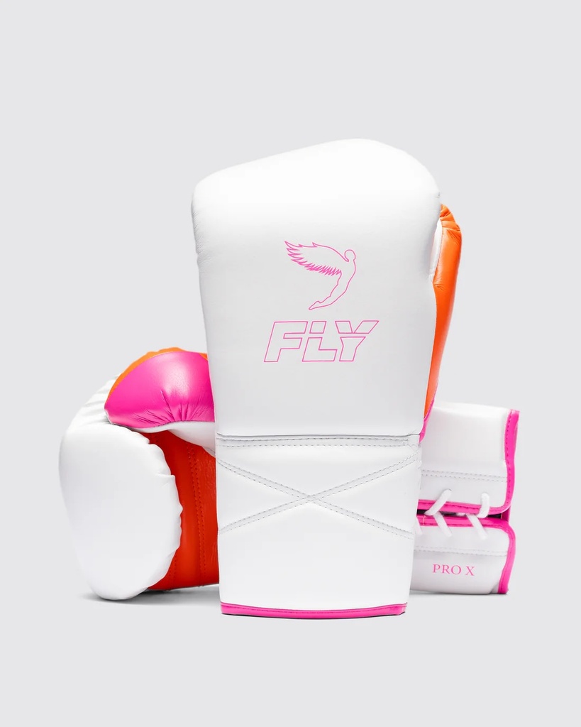 Fly Boxhandschuhe Superlace Pro X 2, Weiß-Pink-Orange