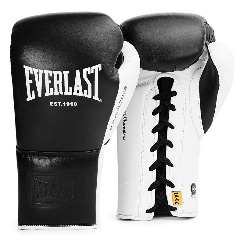 Everlast Boxhandschuhe Powerlock OG Pro mit Schnürung, Schwarz-Weiß