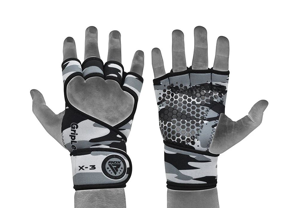 RDX Weightlifting Grips X3, Camo-Grau
