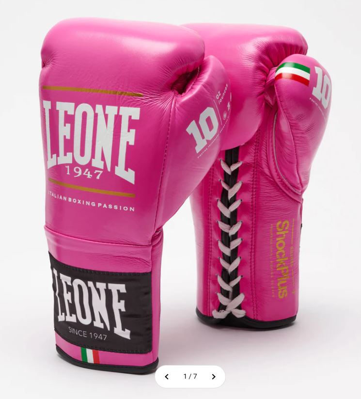 Leone Boxhandschuhe Shock Plus mit Schnürung, Pink
