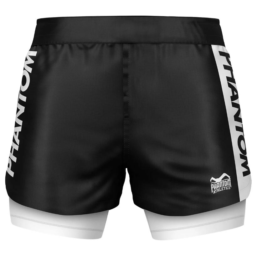 Phantom Fight Shorts Fusion-R 2in1 Ranked, Schwarz-Weiß