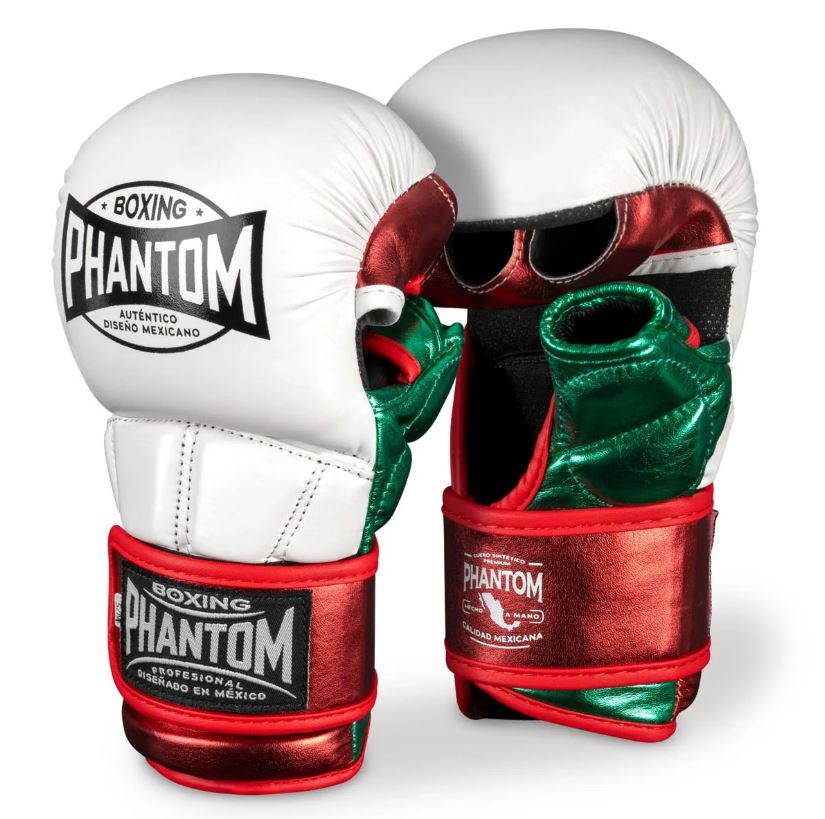 Phantom MMA Sparring Gloves Mexico, White-Green-Red