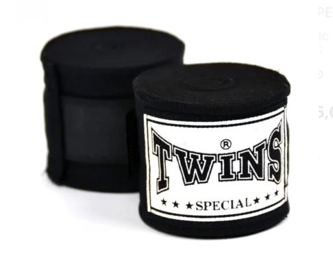 Twins Boxbandagen CH5 4,5m Halbelastisch, Schwarz