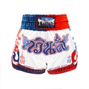 Twins Muay Thai Shorts Yant, White-Blue-Red