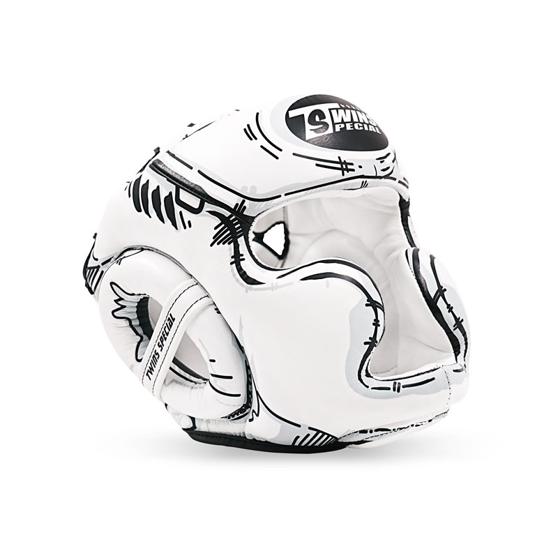 Twins Head Guard FHGL3 Leather, White-Black