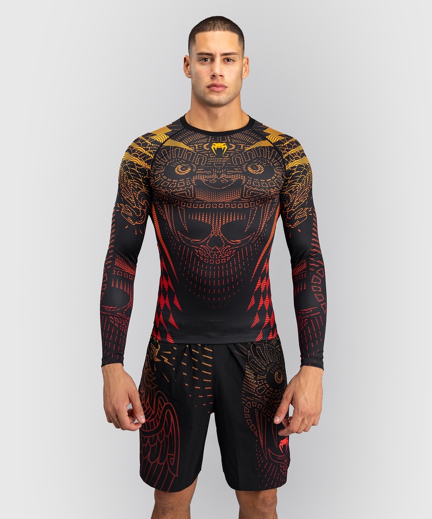 Venum Rash Guard Quetzal Fury, Black-Red-Mandarin