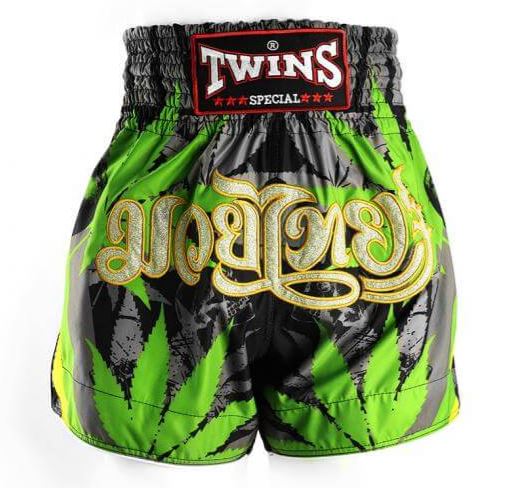 Twins Muay Thai Shorts Grass, Schwarz-Grün
