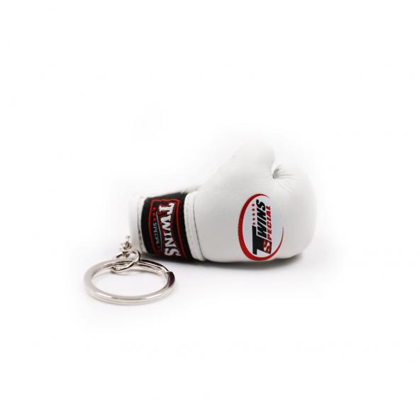 Twins Mini Boxing Gloves Keyring, White