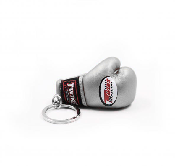 Twins Mini Boxing Gloves Keyring, Silver