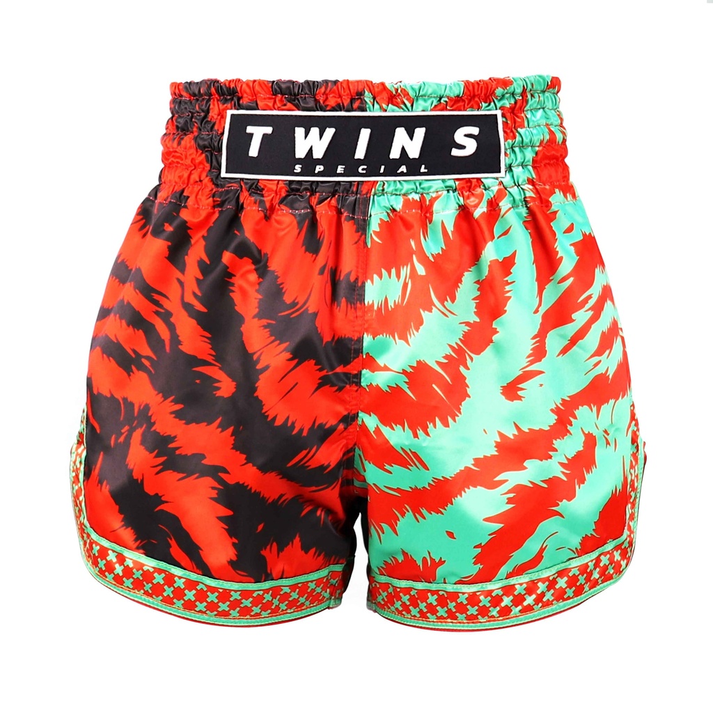 Twins Muay Thai Shorts Jungle, Red-Green