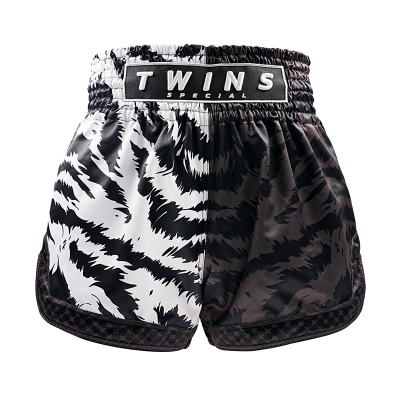 Twins Muay Thai Shorts Jungle, Schwarz-Weiß