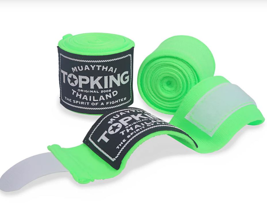 Top King Hand Wraps 4.5m Semi-Elastic, Neon Green