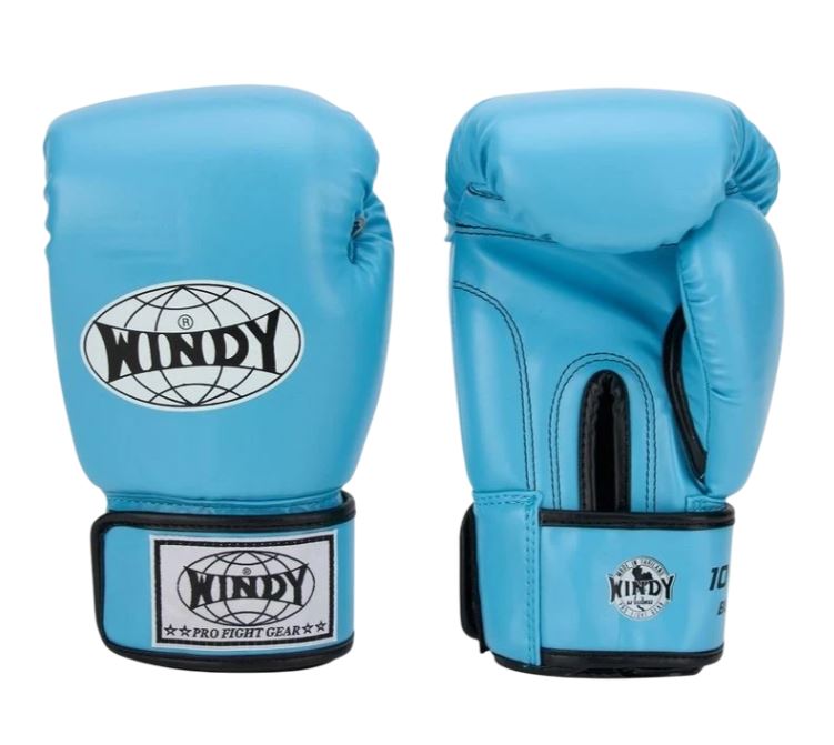 Windy Boxing Gloves Classic Synthetic Leather, Light Blue