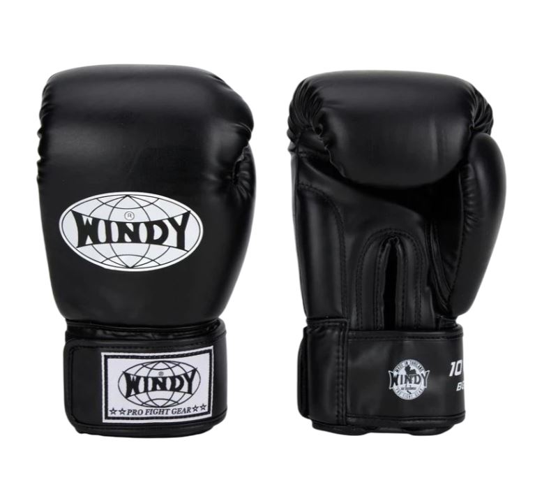 Windy Boxing Gloves Classic Synthetic Leather, Black