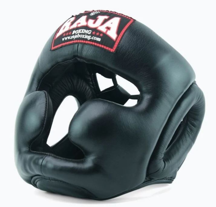 Raja Kopfschutz Leder, Schwarz