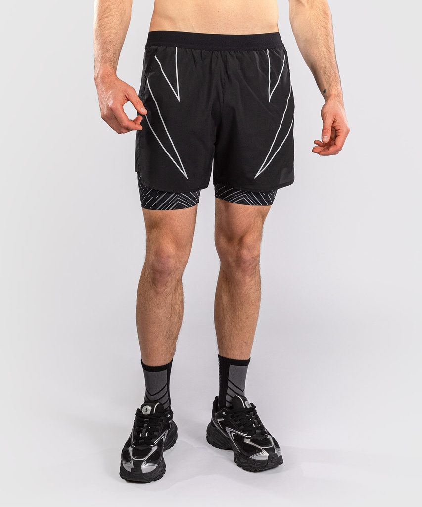 Venum Training Shorts Midnight Fury 2in1, Schwarz-Silber