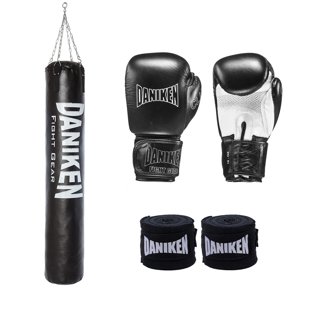 Boxsack Set Muay Thai 180cm, Schwarz