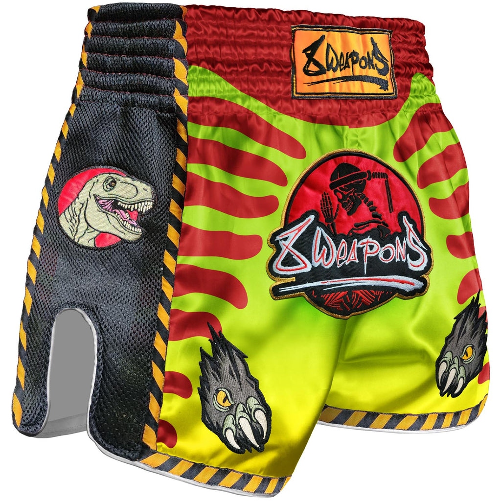 8Weapons Muay Thai Shorts Jurassic, Grün-Rot