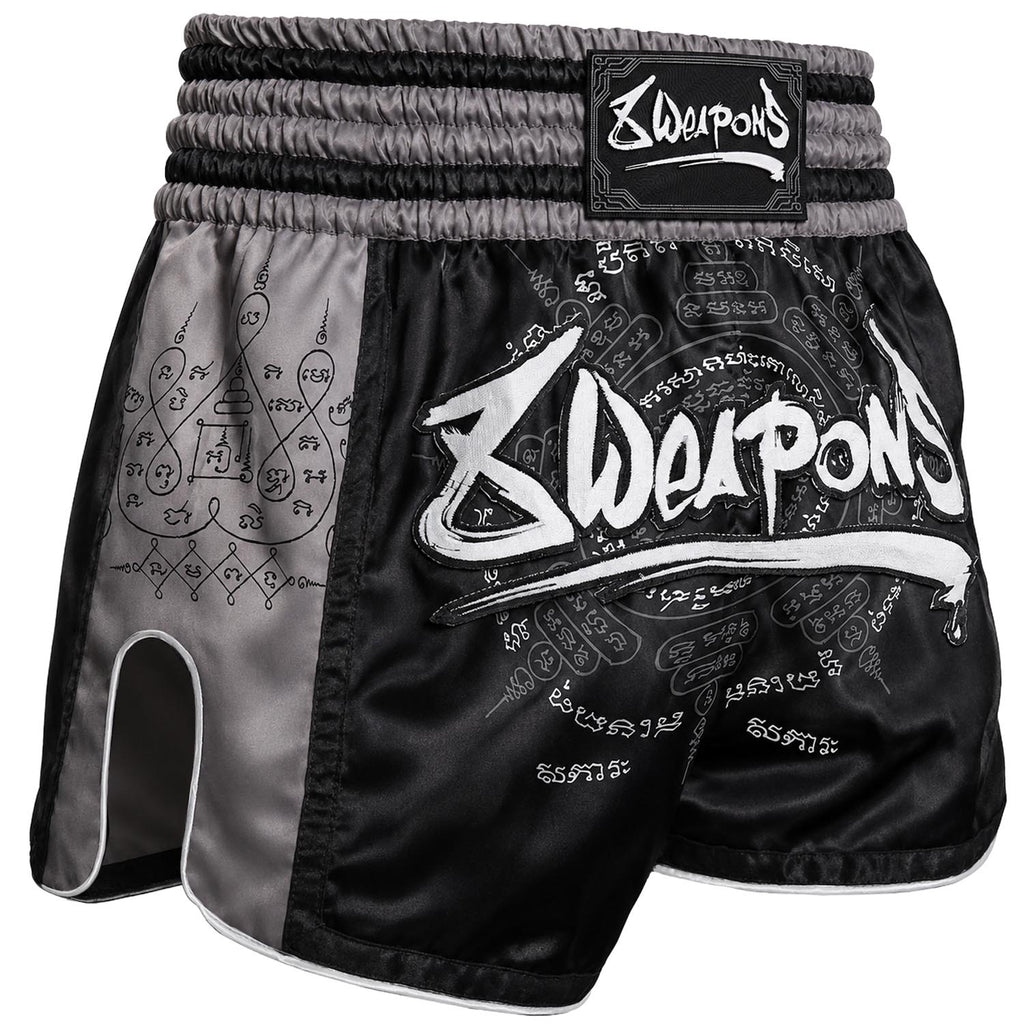 8Weapons Muay Thai Shorts 8 Ways Yant 2.0, Schwarz-Grau