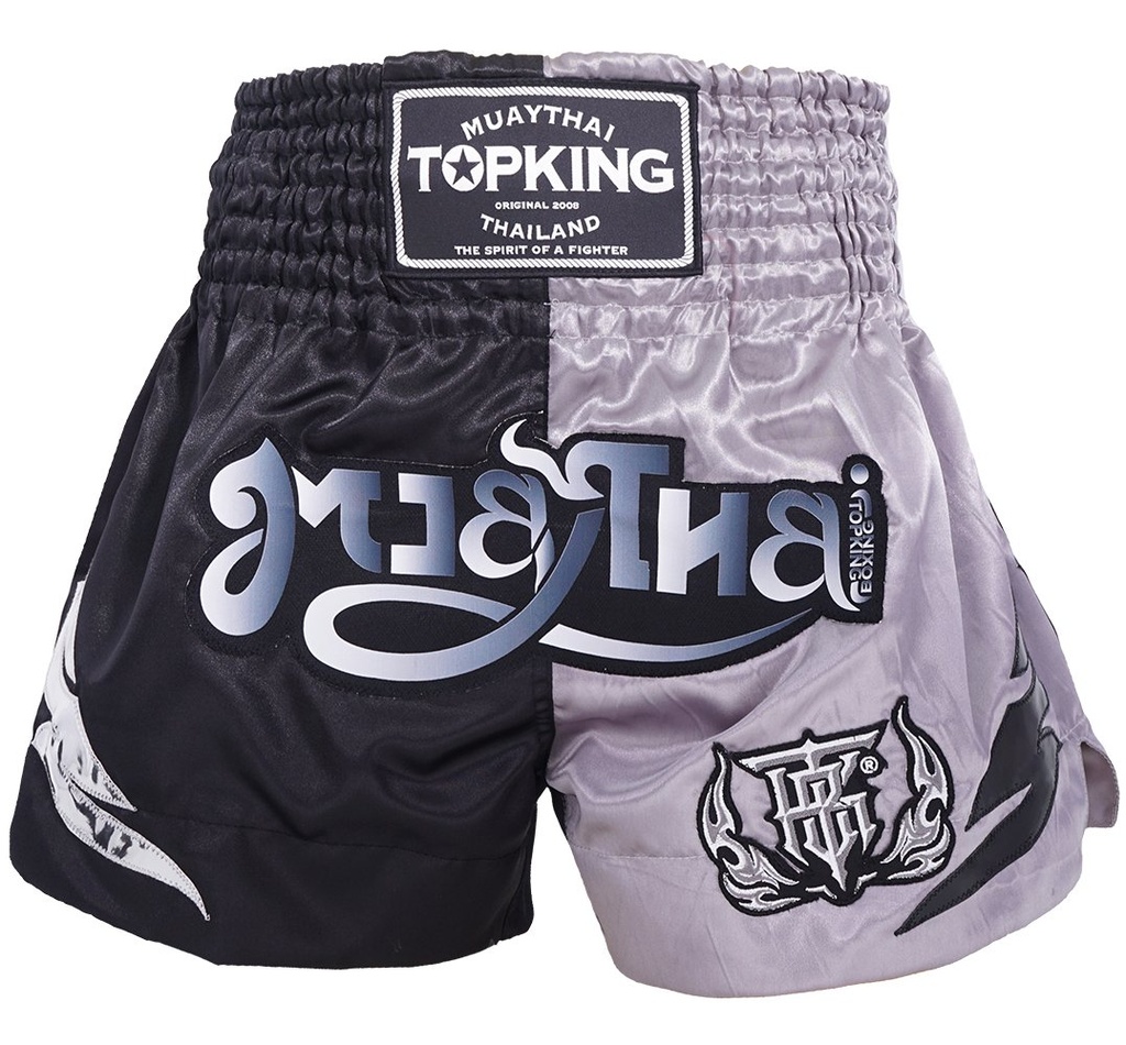 Top King Muay Thai Shorts TKTBS-250, Black-Grey