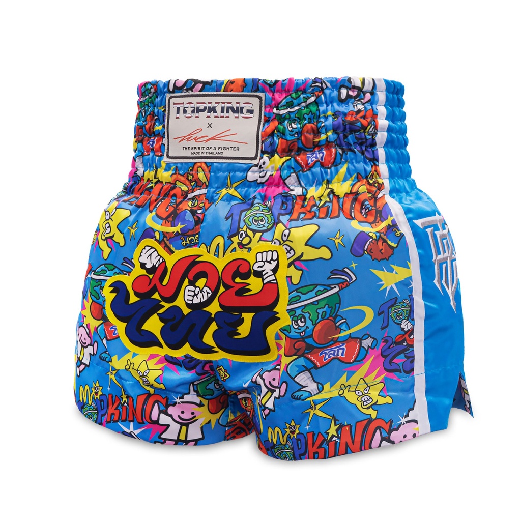 Top King Muay Thai Shorts X Puck, Blau