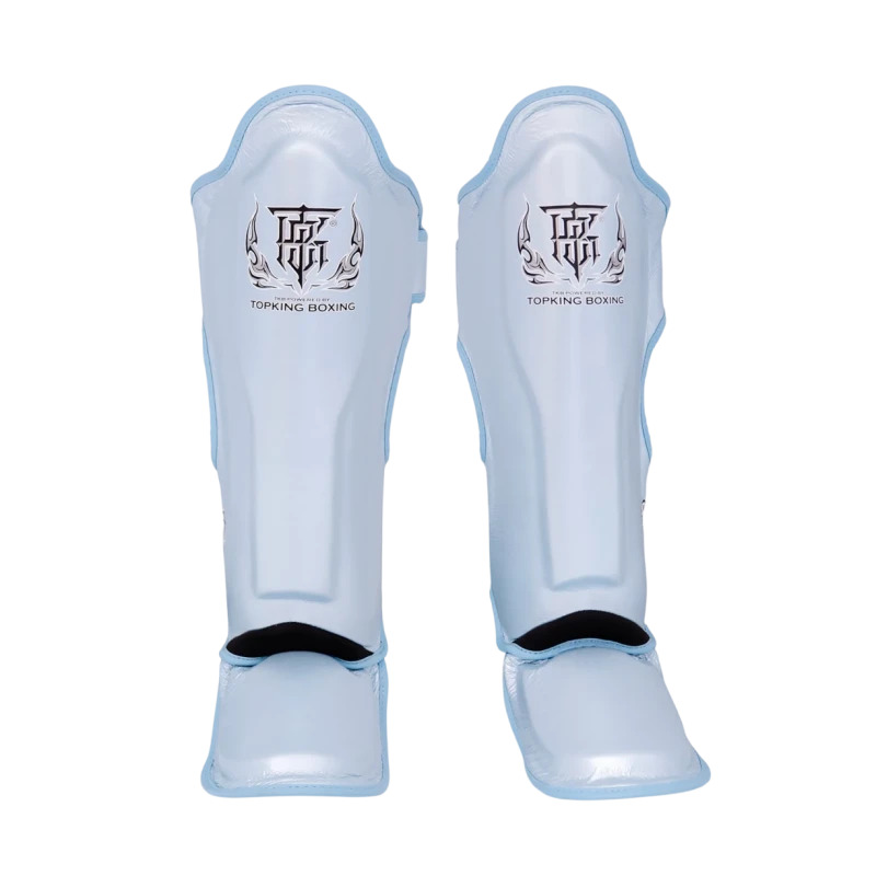 Top King Shin Guards Pro Leather, Silver