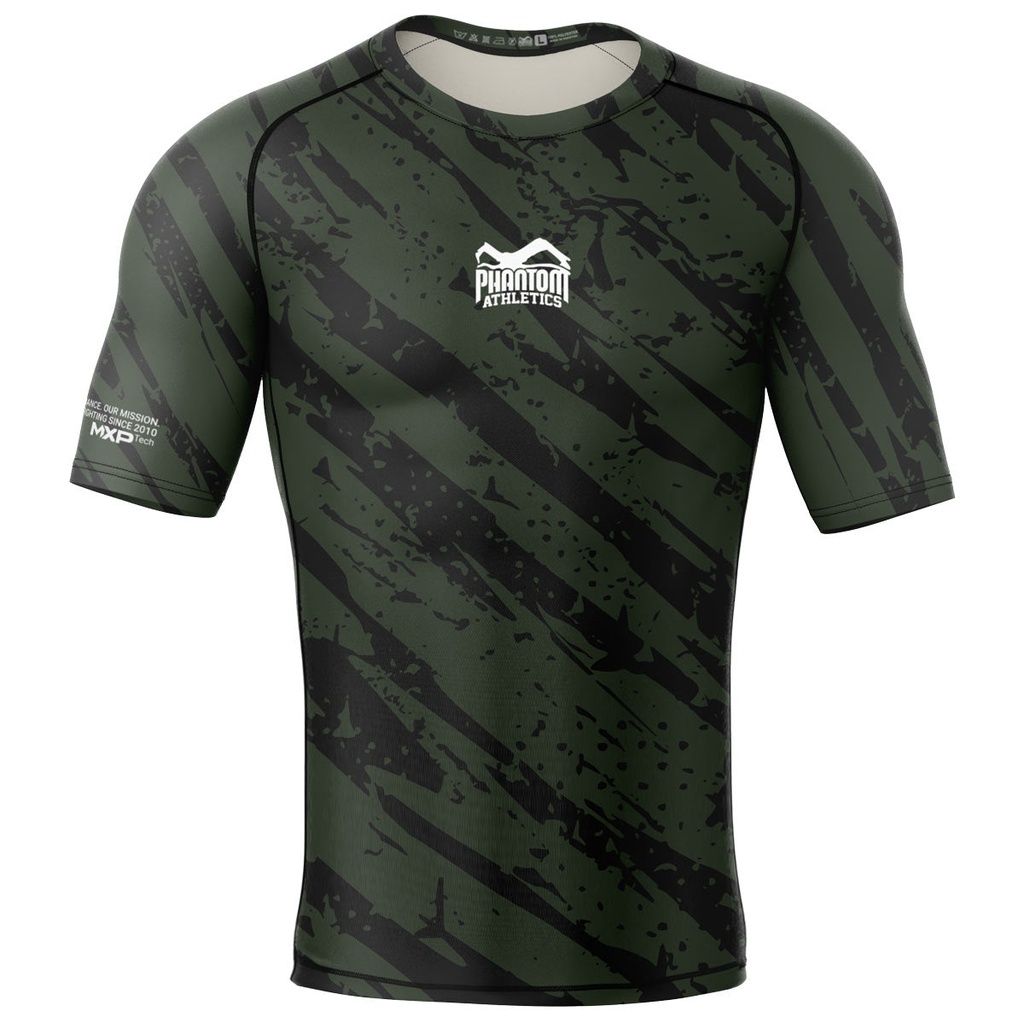 Phantom Rash Guard Evo Camo Tiger, Black-Green