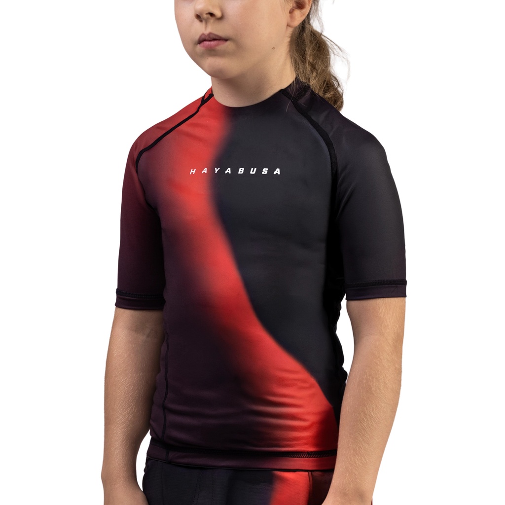 Hayabusa Rash Guard Apex Nova Kids, Schwarz-Rot