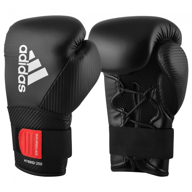 SALE 288 adidas Boxhandschuhe Hybrid Duo Laces 250, Schwarz
